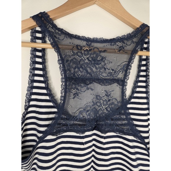 NWT Vtg Abercrombie & Fitch Womans Y2K Tank Top Size L Blue & White Lace T-back - Picture 6 of 6